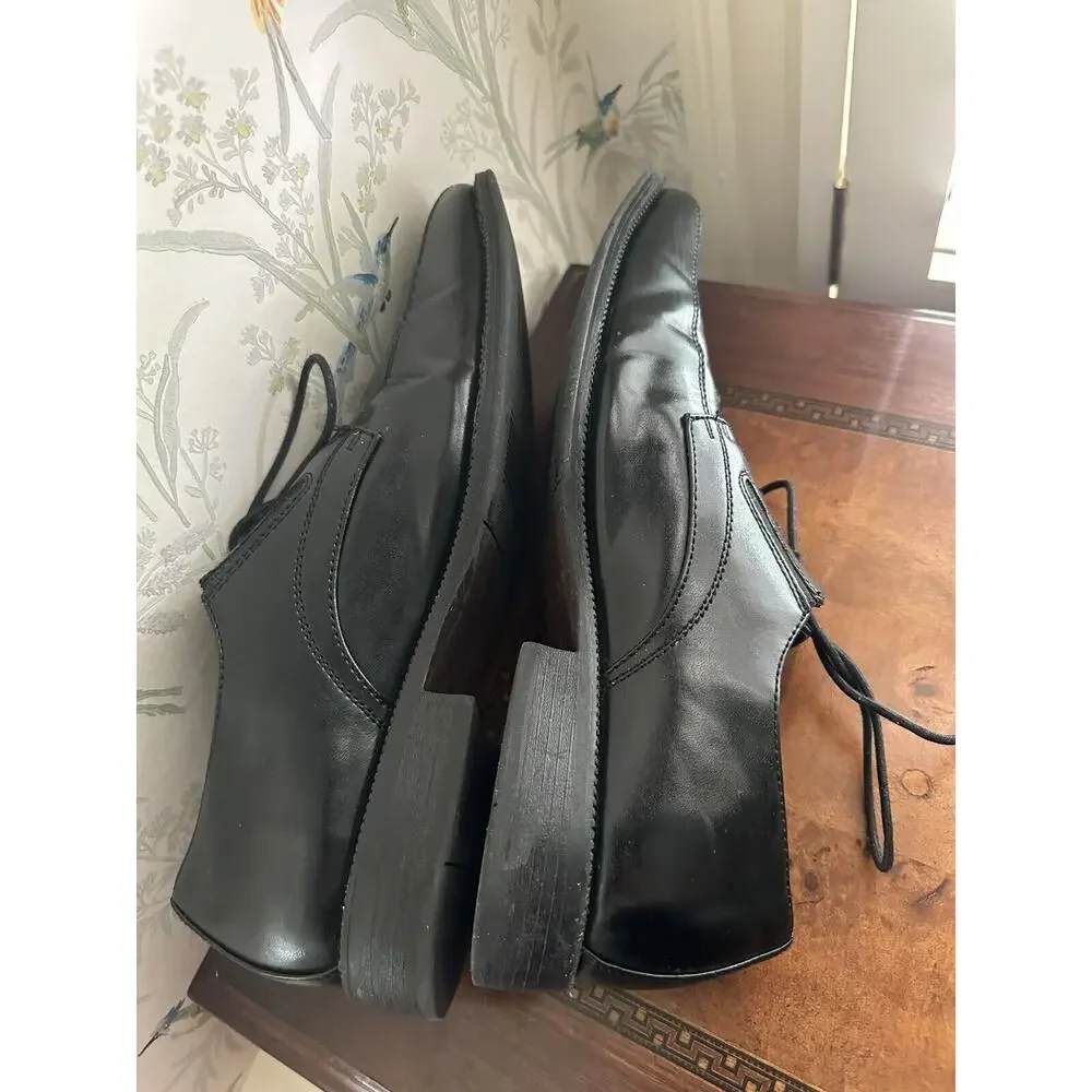 Alfani Black Faux Leather Tie Up Oxford Dress Shoes Sz 10.5 M